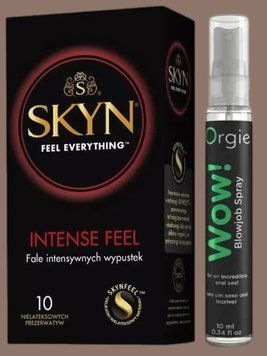 Комплект SKYN Intense Feel 10 шт + Спрей  WOW! ментол: 10 мл. ORGIE  SOS5643 фото