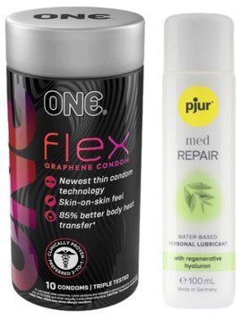 Комплект ONE Flex Graphene 10 штук + Pjur MED Repair Glide 100 мл SOS12955 фото