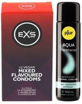 Набор EXS Mixed Flavoured (12 шт) + pjur Aqua Panthenol 100 мл SOS13454 фото