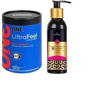 ONE UltraFeel 2-в-1. 40 шт.+ Збуджуюча змазка  Sensuva - Ultra-Stimulating On Insane SOS6473 фото