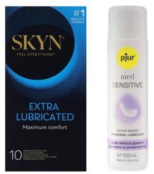 Комплект Skyn Exstra Lube 10 шт + pjur MED Sensitive Glide 100 мл SOS13304 фото