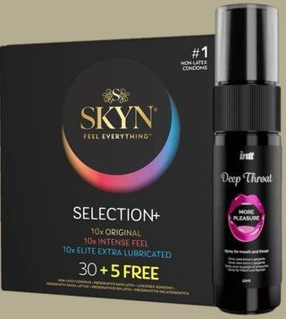 Комплект Skyn Selection 30 шт + 5 of 5 Senses , 35 шт + Спрей Intt Deep Throat Oral Spray (12 мл) SOS5502 фото
