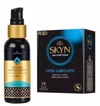 SKYN Extra Lube 24 шт и Лубрикант Sensuva Natural Water-Based 57 мл SOS729 фото