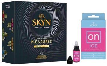 Набір з SKYN Pleasures (42 шт) + Збуджувальні краплі Sensuva ON Arousal Oil for Her Ice (5 мл)  SOS10048 фото