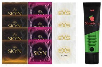 Комплект: Лубрикант Intt Strawberry (100 мл) + 8 шт SKYN + 4 шт EXS Pure SOS10398 фото