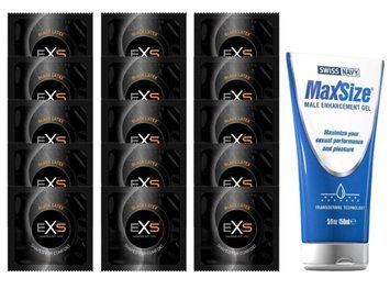 Комплект EXS Black Latex 15 шт + Swiss Navy Max Size Cream (150 мл) SOS14613 фото