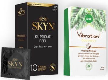 Skyn Supreme Feel 10 шт + Intt Vibration Coconut Vegan (15 мл) SOS7101 фото