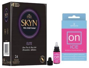 Набір з SKYN Elite (24 шт) + збуджувальні краплі Sensuva ON Arousal Oil for Her Ice (5 мл)  SOS10148 фото