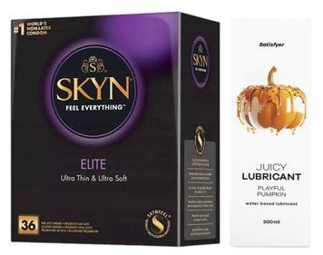 XКомплект Лубрикант Satisfyer Juicy Playful Pumpkin 300 мл + Skyn Elite 36 шт  SOS12870 фото