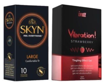 SKYN Large 10 шт + Intt Vibration Strawberry (15 мл) SOS7051 фото