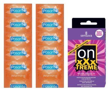 Комплект Pasante Warming 10 шт + Sensuva ON xXxTREME Arousal Oil with Antidote (5 мл + 5 мл) SOS14271 фото