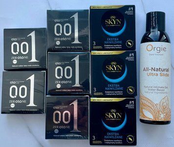 Набор 24 шт OLO Feeling Ultrathin 001 + Skyn ​​Extra Lube + Лубрикант ALL-NATURAL Ultra Slide 150 мл Orgie SOS3788 фото