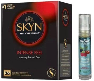 Набір з SKYN Intense Feel (36 шт)  + рідки вібратор 5th Paradise Liquid Vibrator &mdash; Червоні ягоди (10 мл)  SOS9852 фото