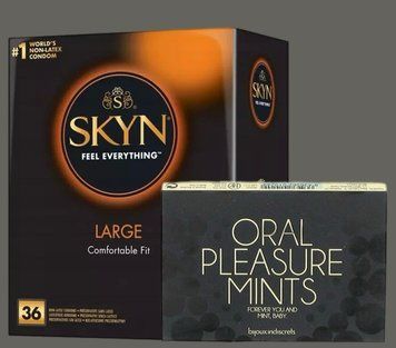 Комплект SKYN Large, 36 шт + М'ятні цукерки Bijoux Indiscrets Oral Pleasure Mints &ndash; Peppermint SOS5407 фото