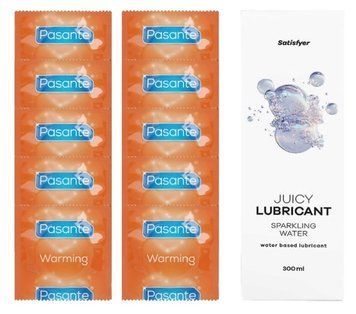 Комплект Pasante Warming 10шт. + Лубрикант Satisfyer Juicy Lubricant Sparkling Water 300 мл SOS11601 фото