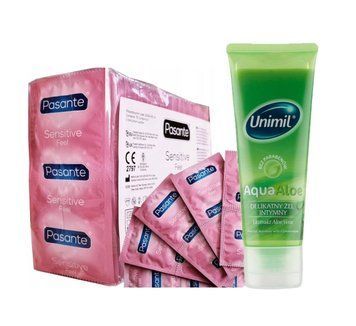 Pasante Sensitive Feel 72 шт и Лубрикант Unimil Aqua Aloe &ndash; 80 мл SOS949 фото