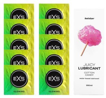 Комплект: EXS Glow in the Dark 10 шт. + Лубрикант Satisfyer Cotton Candy 300 мл SOS11360 фото