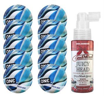 Комплект ONE Fresh Mint 10 шт + Doc Johnson &ndash; White Chocolate & Berries, 59 мл SOS13796 фото