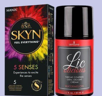 Комплект SKYN 5 Senses + Гель Sensuva - Lic-o-licious Watermelon (50 мл) SOS5452 фото