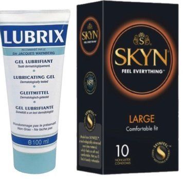 Набор из Лубрикант на водной основе Lubrix (100 мл) + SKYN Large 10 шт. SOS8788 фото