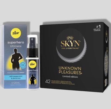 SKYN 42 Pleasures 42 шт + Пролонгатор pjur Superhero Ultimate Spray 20 мл SOS5018 фото