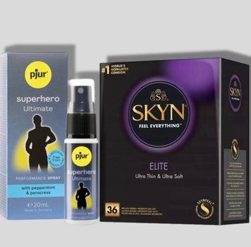 SKYN Elite, 36 шт + Пролонгатор pjur Superhero Ultimate Spray 20 мл SOS5257 фото