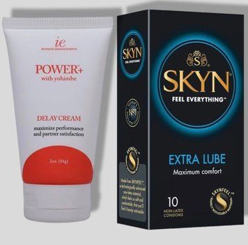 SKYN Extra Lube 10 шт + Пролонгатор Doc Johnson Power Delay Cream 56 г SOS5091 фото