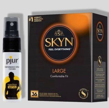 SKYN Large 36 шт + Пролонгатор pjur Superhero Spray 20 мл SOS5307 фото