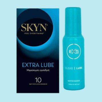 Комплект Skyn Extra Lube 10 шт + Лубрикант EXS Clear Lube 100 мл (Water Based) SOS4462 фото