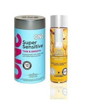 ONE Super Sensitive Pack 12 шт. + Лубрикант на водной основе System JO H2O &mdash; Juicy Pineapple (120 мл)  SOS6505 фото
