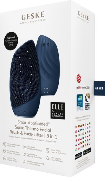 Очищувальна щітка для обличчя GESKE Sonic Thermo Facial Brush&Face-Lifter 8в1 midnight HB0089 фото