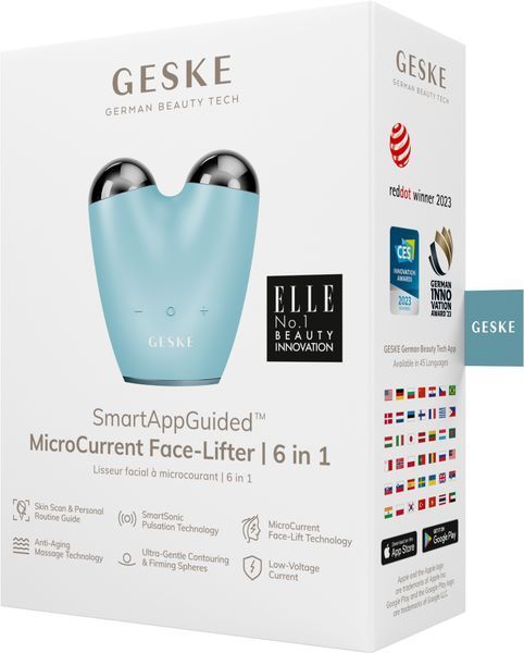 Микротоковый подтягиватель лица GESKE MicroCurrent Face-Lifter 6в1 turquoise HB0136 фото