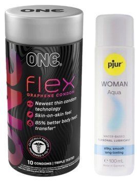 Комплект ONE Flex Graphene 10 штук + Pjur Woman Aqua 100 мл SOS12956 фото