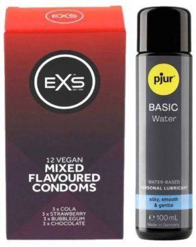 Набор EXS Mixed Flavoured (12 шт) + pjur Basic Waterbased 100 мл SOS13455 фото