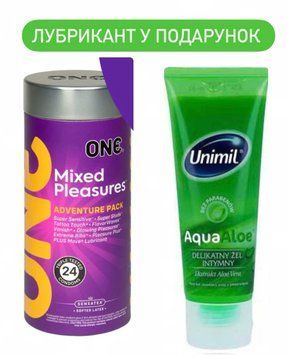 Набор one Mixed Pleasures 24 шт + Подарунок Лубрикант Unimil Aloe 80 мл. SOS1837 фото
