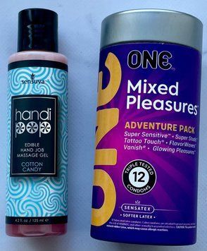 Комплект ONE Mixed Pleasures 12 шт - Лубрикант Sensuva Handipop Cotton Candy (125 мл)  SOS3397 фото