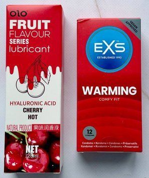 Набор EXS Warming 12 шт. - Лубрикант OLO со вкусом вишни 120 мл. SOS3597 фото