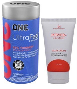 Набор с ONE UltraFeel 2-in-1 Pack 10 шт + Пролонгатор Doc Johnson Power+ с Yohimbe Delay Cream For Men 56 г SOS9232 фото