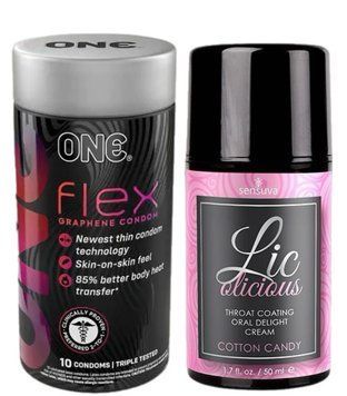 Комплект Набір 10 штук ONE Flex графен + Гель Sensuva Lic-o-licious Cotton Candy (50 мл) SOS6230 фото