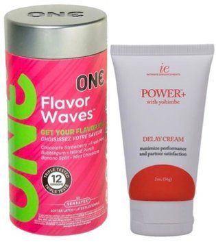 Набор из 12 шт ONE Flavor Waves + Пролонгатор Doc Johnson Power+ с Yohimbe Delay Cream For Men 56 г SOS9316 фото