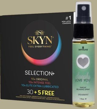 Комплект Skyn Selection 30 шт + 5 of 5 Senses , 35 шт + Спрей  Sensuva Deeply Love You Spearmint (29 мл) SOS5503 фото