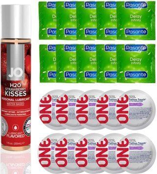 набор 20 шт Pasante + ONE + System JO H2O Strawberry Kiss (30 мл) SOS4675 фото