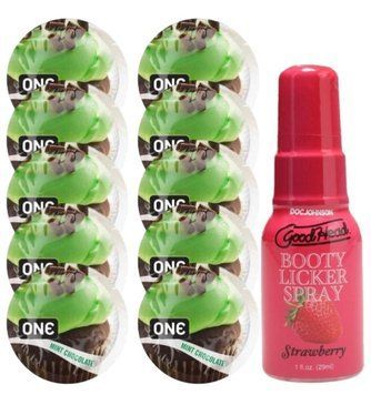 Комплект ONE Mint Chocolate 10 шт + Doc Johnson GoodHead Booty Licker Spray Strawberry (29 мл) SOS13847 фото