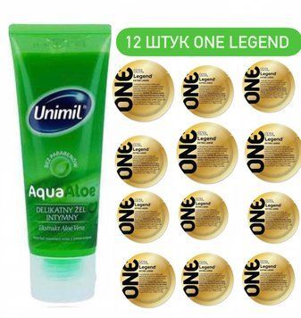 Набор : ONE Legend XL (увеличенного размера) - 12 шт и Лубрикант Unimil Aqua Aloe &ndash; 80 мл SOS672 фото