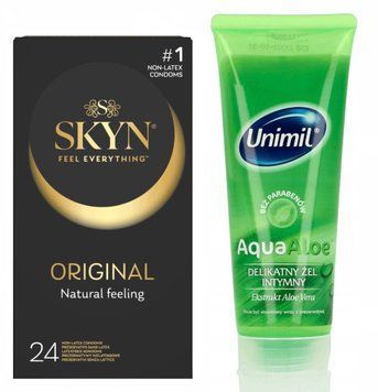 SKYN ORIGINAL 24 шт + подарунок - Лубрикант Unimil Aqua Aloe  80 мл SOS180 фото
