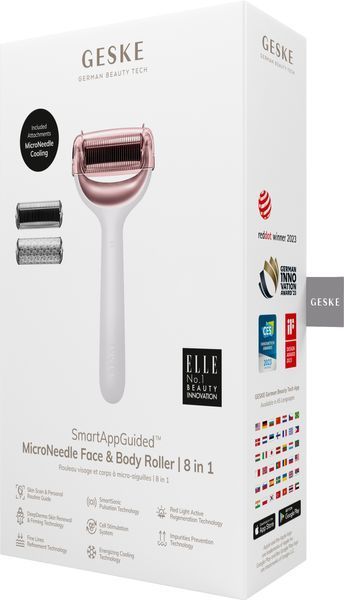 Электронный роллер для лица и тела с микроиглами GESKE MicroNeedle Face&Body Roller 8в1 starlight HB0198 фото
