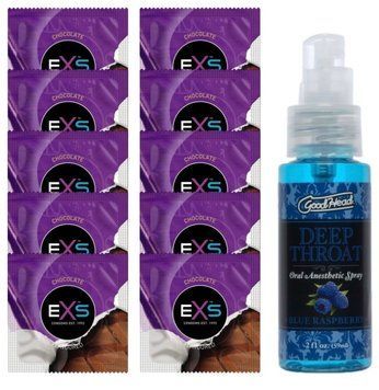 EXS Mixed Flavors Chocolate 10 шт + Doc Johnson DeepThroat &mdash; Blue Raspberry (59 мл) SOS14122 фото