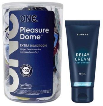 Набор из ONE Pleasure Dome, 100 шт + Пролонгатор Boners Delay Cream 100 МЛ SOS9593 фото
