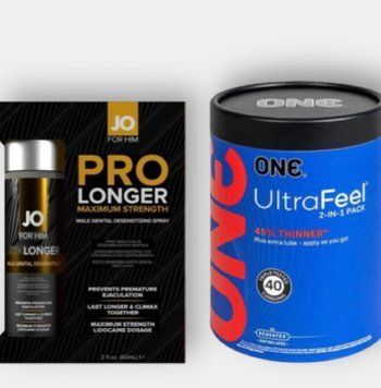 ONE Ultra Feel 40 шт - Пролонгатор JO Prolonger Spray with Lidocaine (60 мл) SOS6277 фото