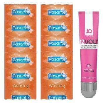 Комплект Pasante Warming 10 шт + JO 12VOLT Gel 10 мл SOS14272 фото